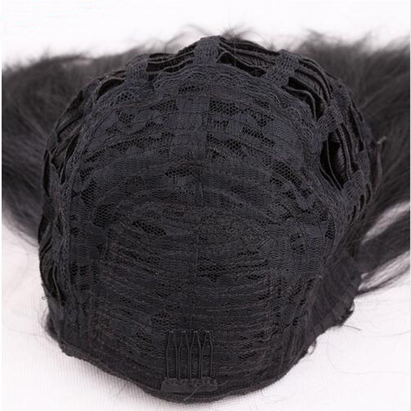 Fashion Wholesale price Natural black Yaki straight Full wigs for black women synthetic hair 12 inch cosplay wig