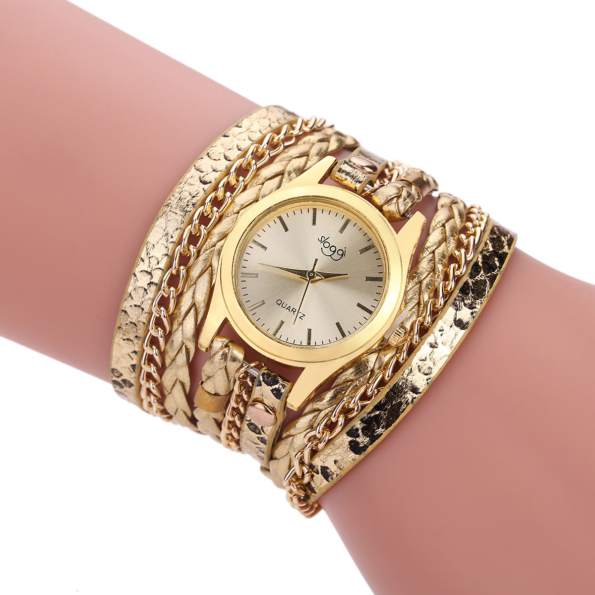 Women Fashion Leather Bracelet Watch Diamond Rivets Snake Chain Long Straps Ladies Dress Creative Casual Quartz Wristwatches, Leave a message about color
Women Fashion Leather Bracelet Watch Diamond Rivets Snake Chain Long Straps Ladies Dress Creative Casual Quartz Wristwatches, Leave a message about color