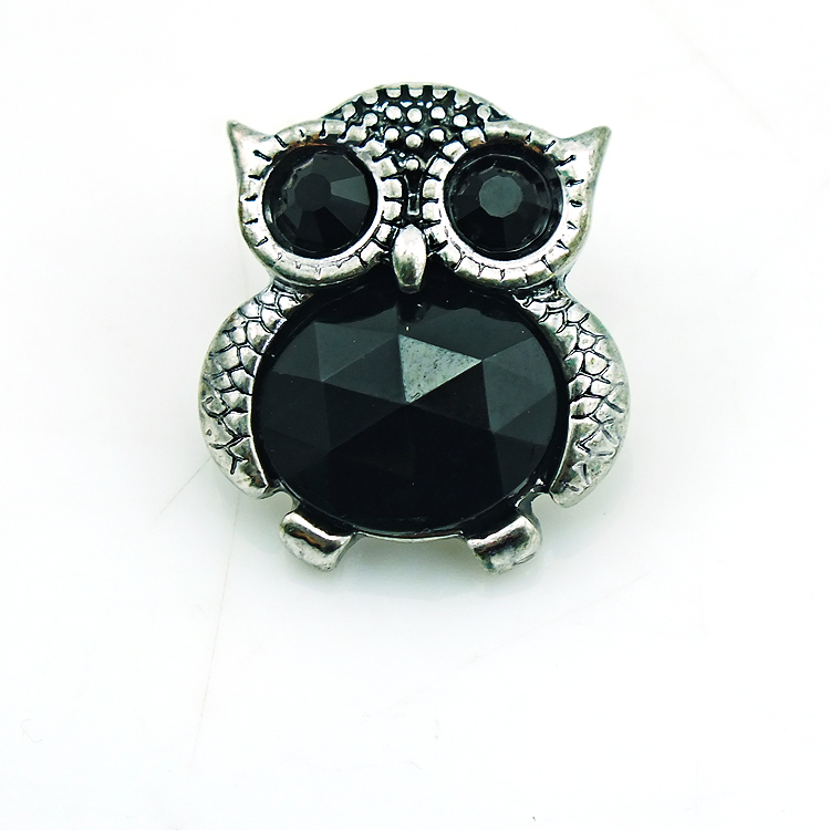 High Quantity 3 Color Snap Button Crystal Owl 18mm Metal Clasp Button DIY Interchangeable Jewelry Accessories