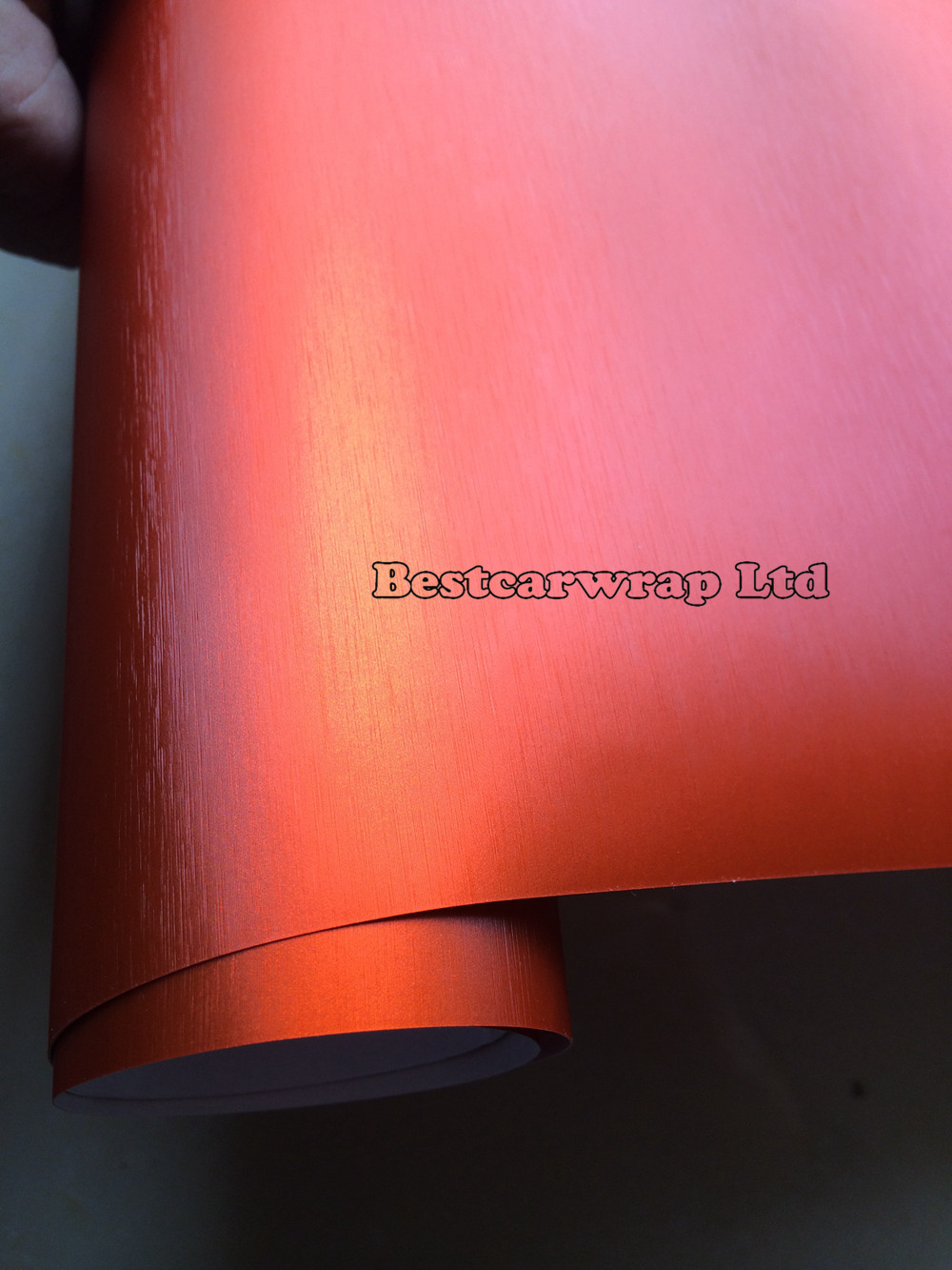 Premium Orange Brushed Chrome Aluminium Vinyl Car Wrapping Vinyl Air Release Chrome brushed steel wrap film Car stickers Size 1.52x20m/Roll