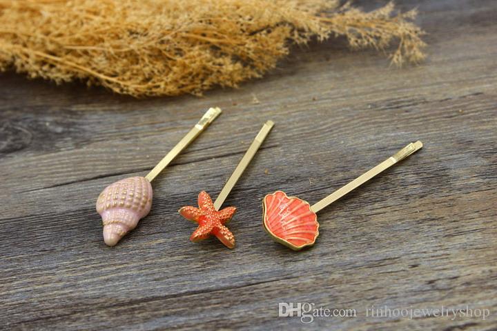 Lovely 3Pcs/set bride wedding hairpin sea shell A set of three hairclips Europe and the United States foreign trade jewelry wholesale brand