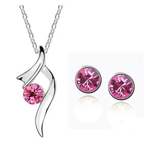 Hot Sale Fashion Silver Plated Crystal Pendants Necklace/Earrings Wedding Accessories Jewelry Sets For Women G450