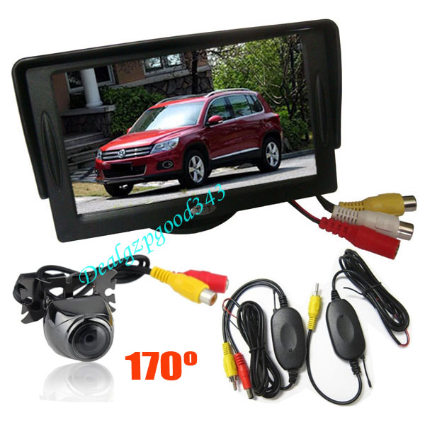 4.3" LCD Monitor Rear View Kit + Wireless Mini Metal Car Reversing Camera 170º waterproof 10pcs/lot