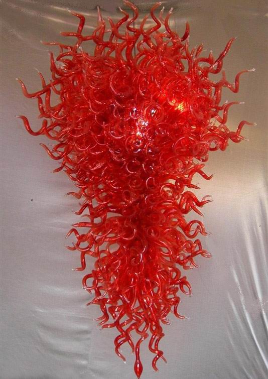 Free Shipping 110v/120v Fashion Pendant Lighting Big Red Murano Glass Chandelier Lamp Hotel With LED Bulbs