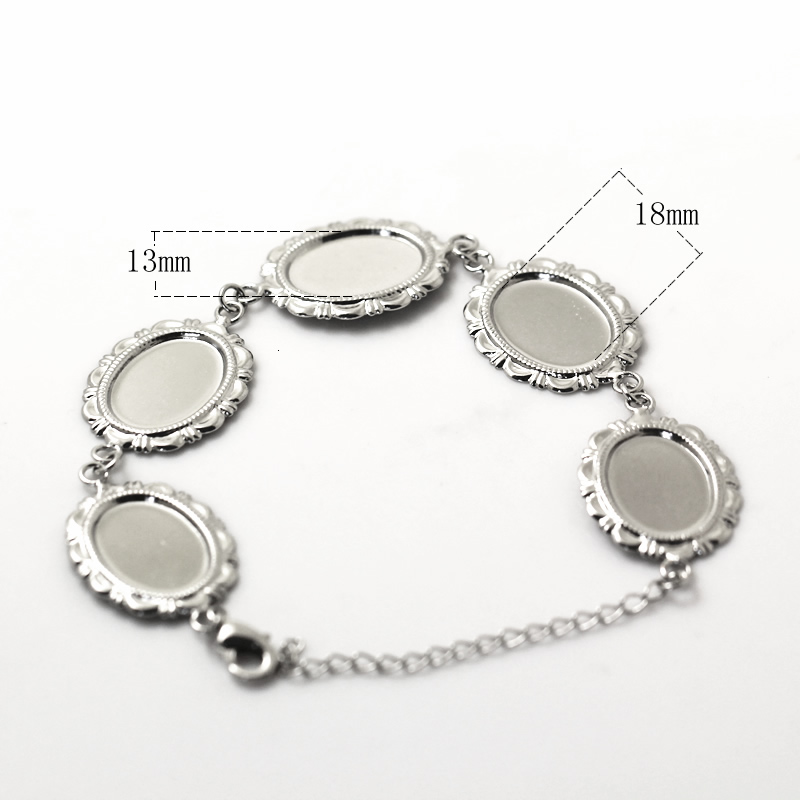 Beadsnice filigree bracelet photo bracelet setting with 5 blank bezels fits cabochons size 13 x 18mm bangle blanks ID 26733
