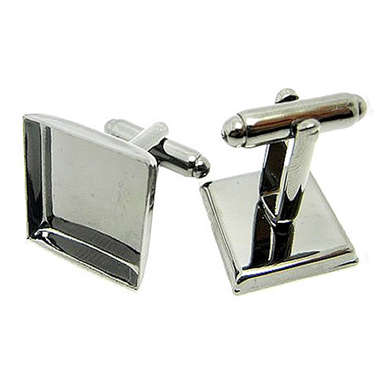 Beadsnice cufflink mounting cufflink component with square bezel trays brass cuff link blanks diy jewelry findings ID 32269