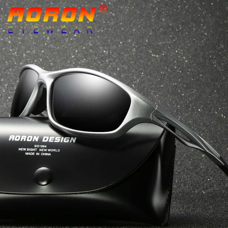 AORON Brand Polarized Sunglasses Driving Goggles Color Mirror HD Lens Sun Glasses TR90 Riding Cycling Sports Eyeglasses New For Men As Gift