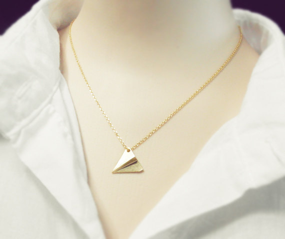 10PCS Gold Silver Origami Plane Necklace Paper Plane Necklace Tiny Aircraft Airplane Necklaces Jewelry for women