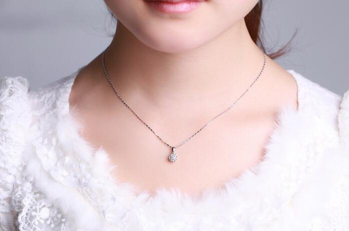 Luxury Jewelry 925 Sterling Silver Pave Stunning Round Cut White Sapphire CZ Diamond Gemstones Women Necklace Pendant No Chain