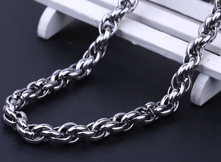 New Middle Eastern Style Silver Pure 316L Stainless steel Silver Twist Oval Rope Chain Link Necklace in Men Jewelry 9mm 20''-28''