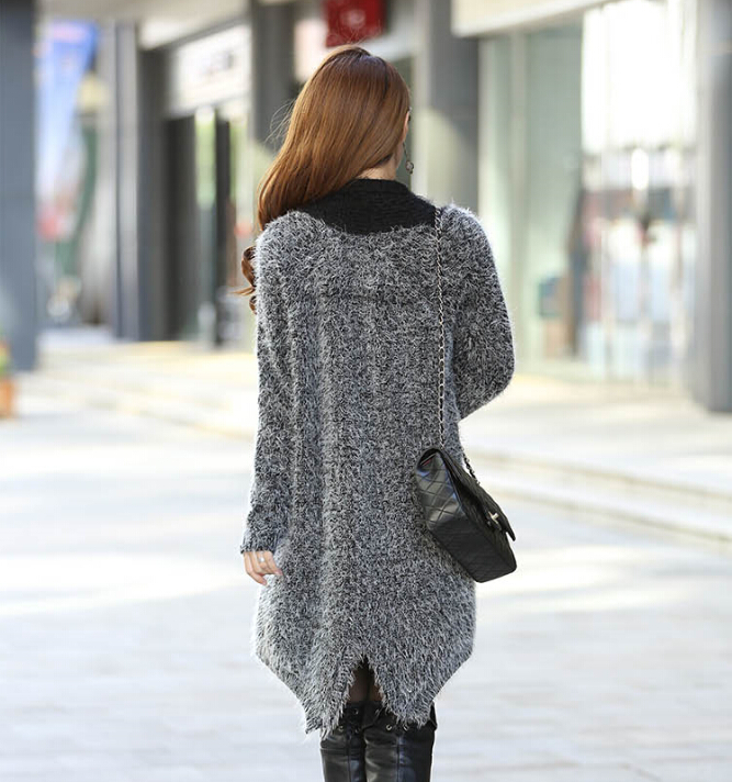 2015 Fashion women's clothing Europe winds long shawl mohair knit sweater cardigan Autumn winter KNIT outerwear