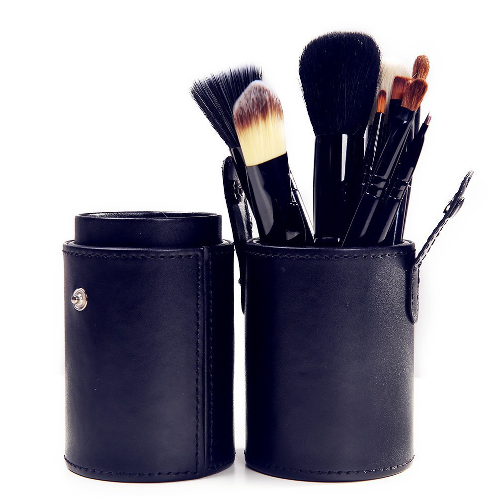 12 PCS Makeup Brush Set+Cup Holder Professional 12 pcs Makeup Brushes Set Cosmetic Brushes With Cylinder Cup Holder