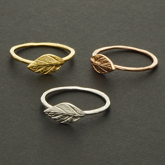 30PCS Gold Silver Simple Nature Leaf Ring Cute Olive Maple Plant Tree Leaf Ring Feather Ring Vine Rings for Ladies Women