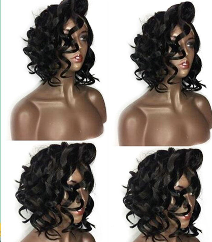 Transparent hd short bob wigs brazilian curly wave Lace Front human hair wig for black women 130% Density Pre Plucked natural hairline