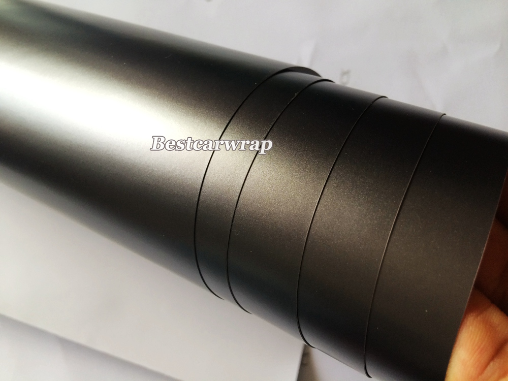 Premium Gunmetal Metallic Matte Grey Vinyl Wrap with Air Release Anthracite Matt Chrome Metallic Film Car Wrap Foil size 1.52x20m/Roll