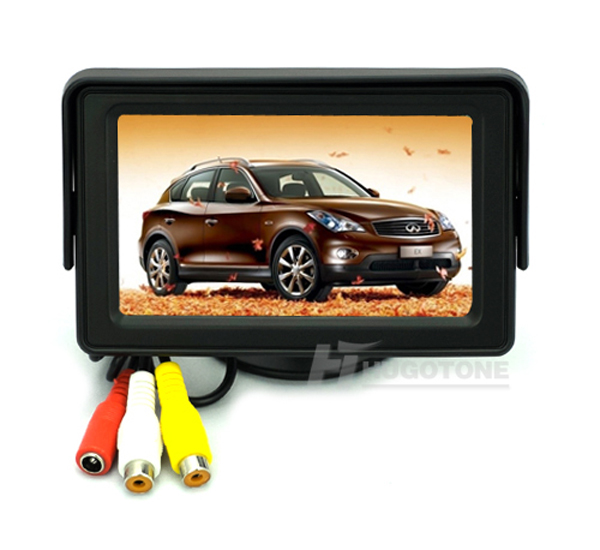 Dual Video Waterproof Car Monitor and Rearview Camera - 4.3 Inches Wireless Parking Assist Kit