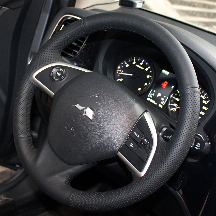 Steering wheel cover Case for Mitsubishi OUTLANDER Genuine leather DIY Hand-stitch Car styling cover Anti-slip