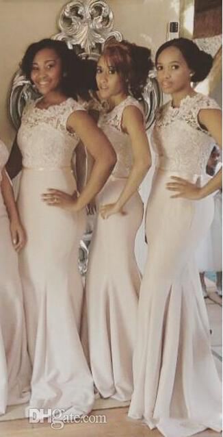 Pretty Fashion Lace Bridesmaid Dresses South Africa Sleeveless Ruched Sheath Formal Evening Prom Gowns 2017 Maid Of Honor Dress Custom Made