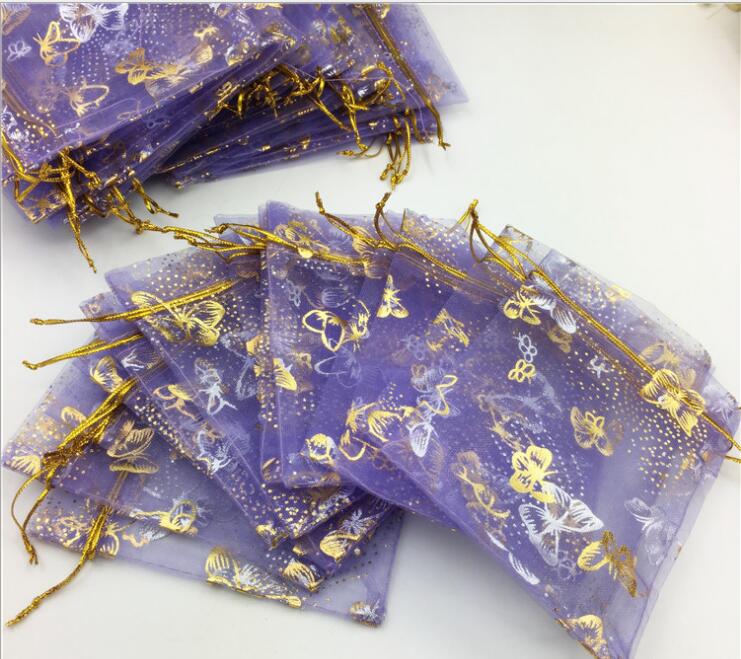 Organza purple butterfly gold gauze Favor Holders bag/gift gauze bag/first jewelry bag 100pcs/lot free shipping WQ25