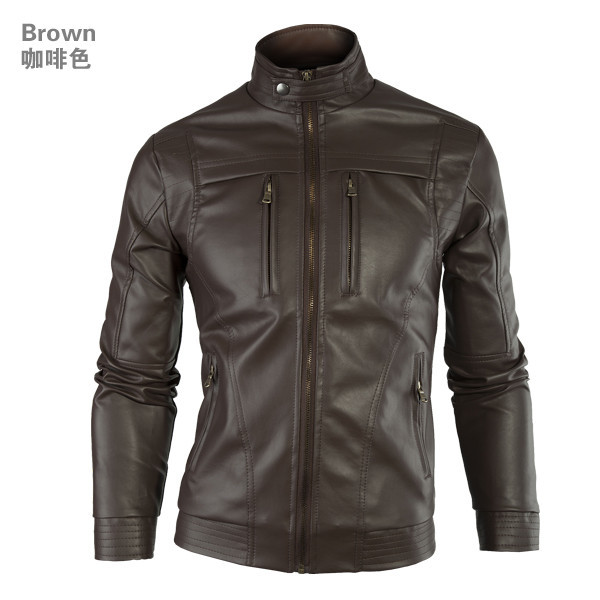 Wholesale-New Fashion Brand Classic Mens Punk PU Leather Coat Men Casual Locomotive Slim Clothing Motorcycle Jacket Clothing Jackets