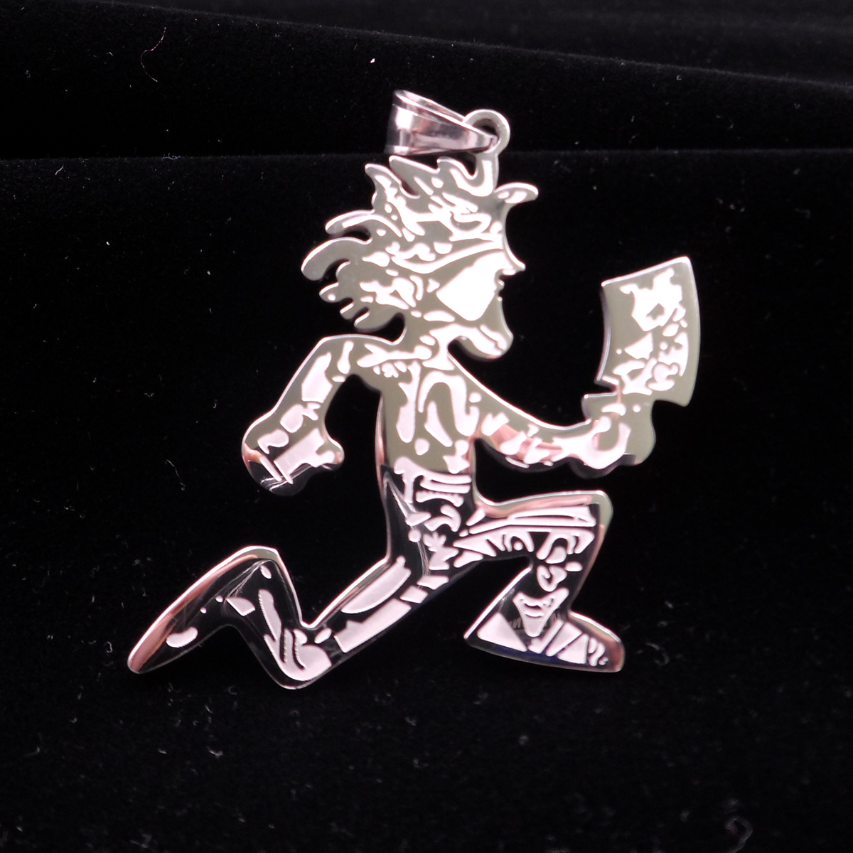 Free Shipping Punk Hip hop Silver Hatchetman "Joker Card" high Polished Stainless Steel pendant w/30 inch ball chain necklace for Mens