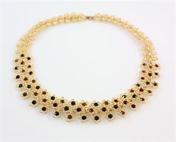 Brand New Fashion Unique Design 18K Gold Plated Colorful Crystal Statement Necklace Bracelet Earring Ring Wedding Jewelry sets