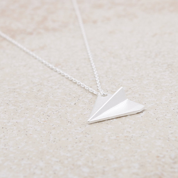 10PCS Gold Silver Origami Plane Necklace Paper Plane Necklace Tiny Aircraft Airplane Necklaces Jewelry for women