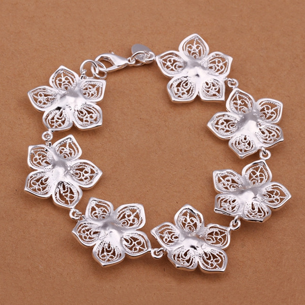 Hot sale christmas gift 925 silver Flower Bracelet DFMCH317, Brand new fashion 925 sterling silver plated Chain link bracelets high grade