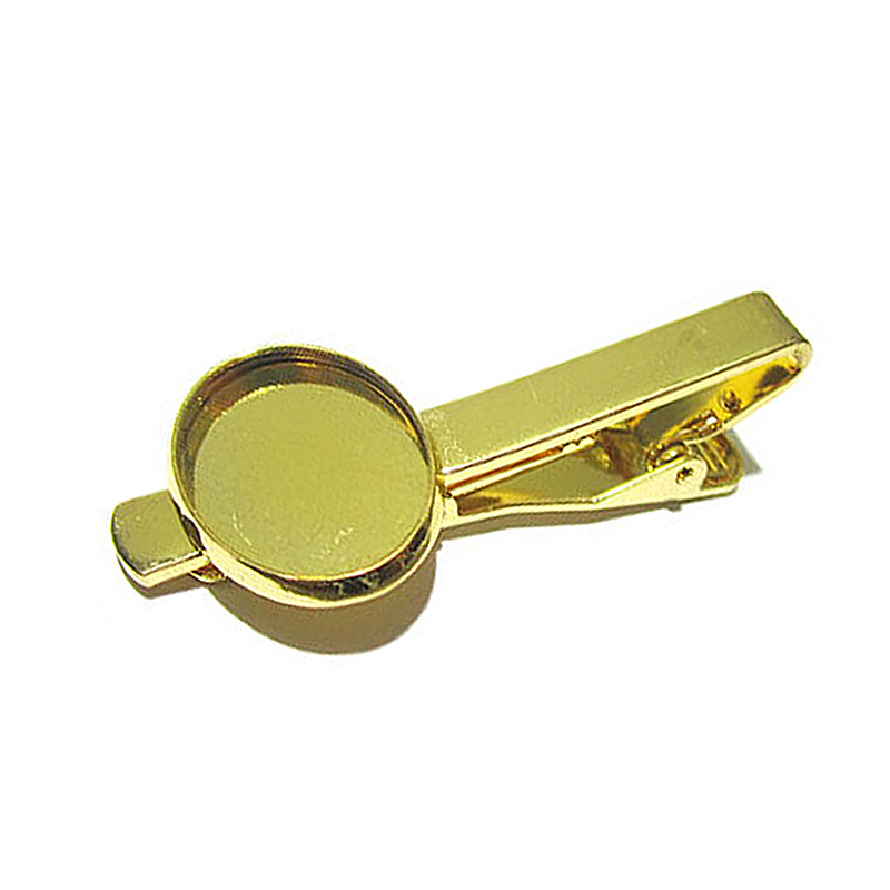 Beadsnice tie clip parts brass jewelry accessories blank tie clip with 16mm round bezel setting ID 23044