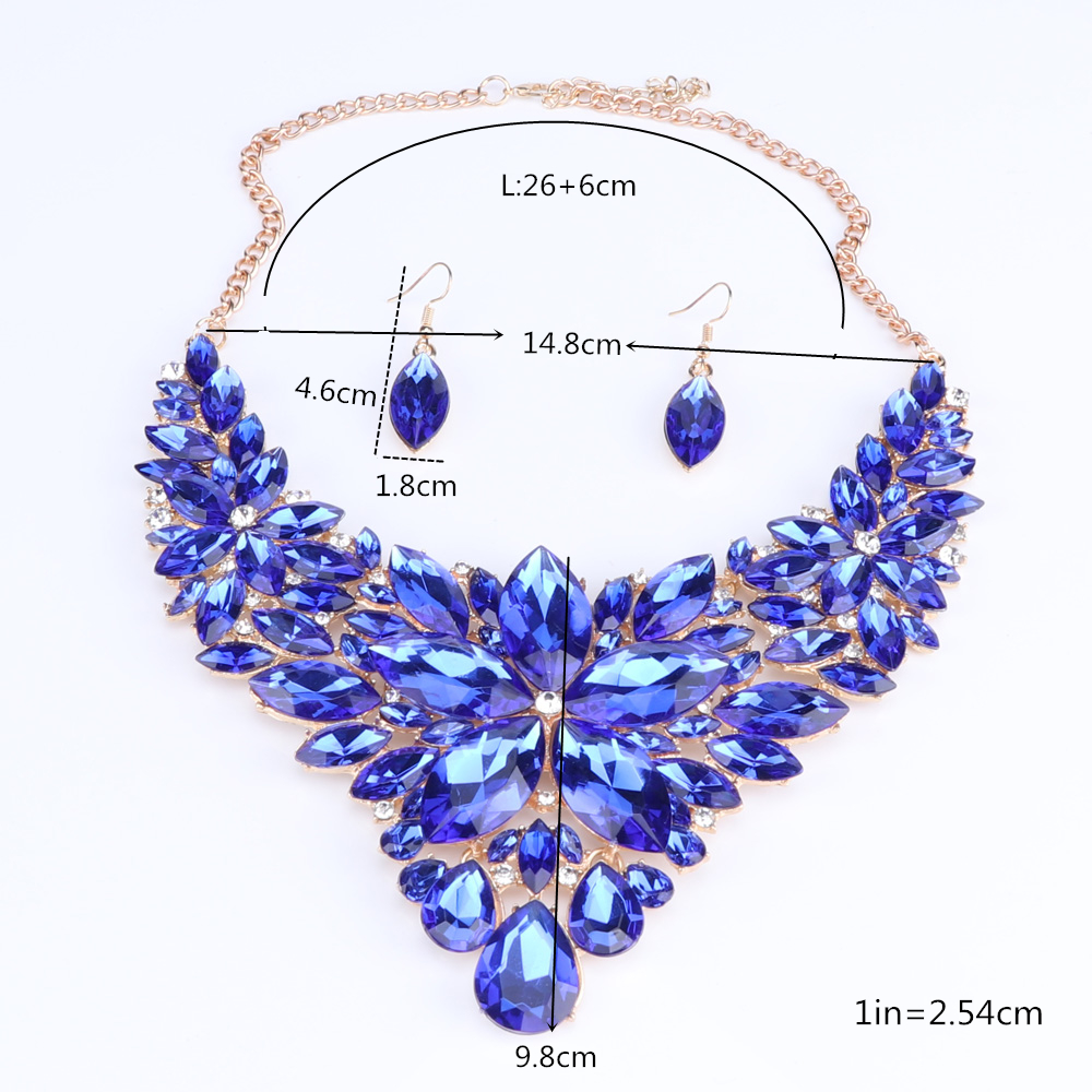 Fashion Crystal Wedding Necklace Earring Jewelry Sets Bride Party Costume Accessories Bridal Decorations Jewellry for Women