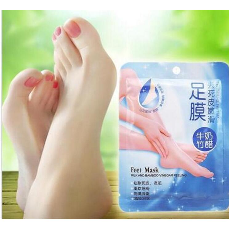 Rolanjona Feet treatment Mask Milk Bamboo Vinegar Baby Foot Peeling Exfoliating Mask Remove Dead Skin Cuticles Heel Pedicure Socks