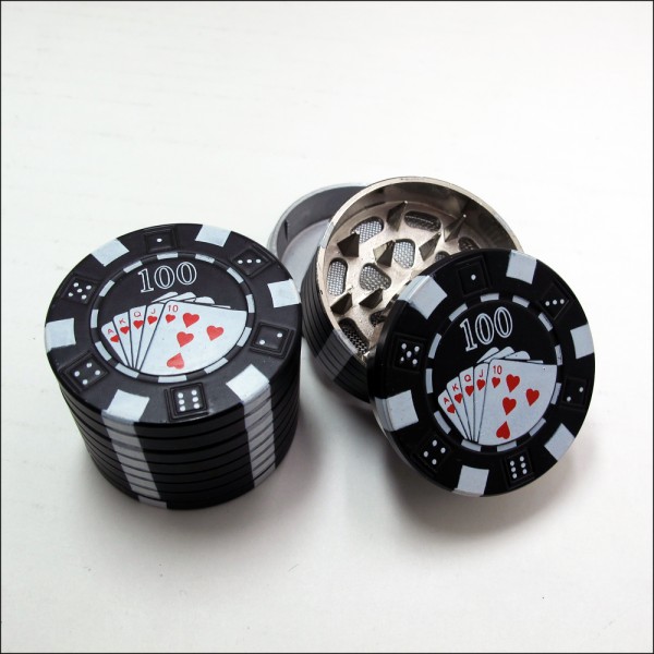 

Zinc Alloy Poker Chip Herb Grinder 1.75" Mini Poker Chip Style 3 Piece Herb,Spice,Tobacco Grinder Poker Herb Smoke Cigarette Grinder
