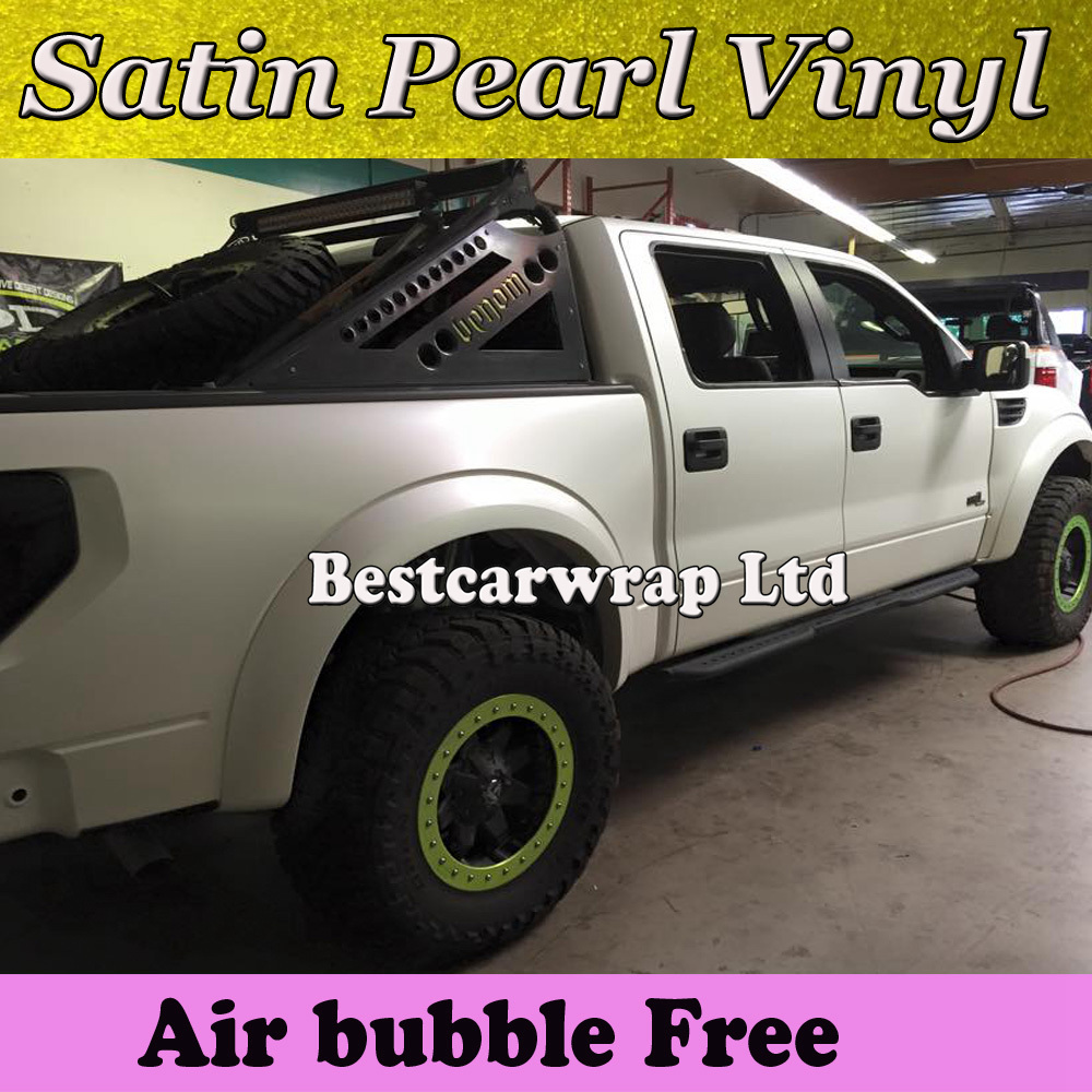 Satin pearl white matte Vinyl Wrap Satin matte Chrome white Car wrap Film With Air bubble Free Foile Pearl White Foil Size 1.52x20m/Roll