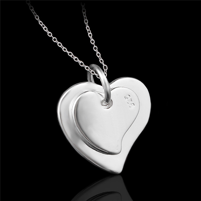 Cheap fashion jewelry 925 sterling silver double heart pendant necklace Valentine's Day gift for girls free shipping
Cheap fashion jewelry 925 sterling silver double heart pendant necklace Valentine's Day gift for girls free shipping