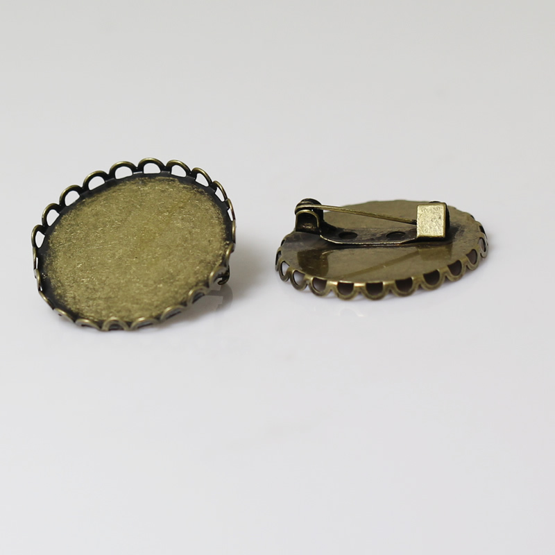 Beadsnice brass brooch with 25 mm round cabochon setting brooch base for jewelry making ID 11789