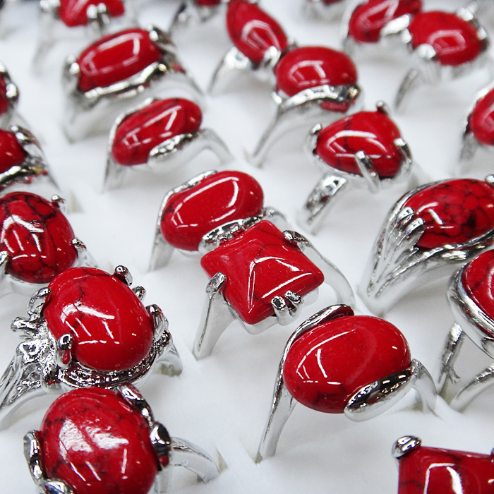 Jewelry Factory Mixmax 30pcs fashion red turquoise Stone silver rings for women female ring Wholesale jewerly lots
Jewelry Factory Mixmax 30pcs fashion red turquoise Stone silver rings for women female ring Wholesale jewerly lots