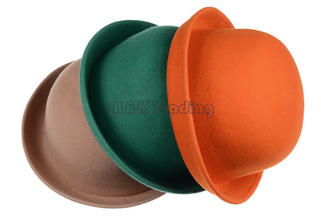 Autumn Winter British Style Top Stingy Brim Hats Women Vintage Round Trilby Wool Blending Jazz Cap More Colors