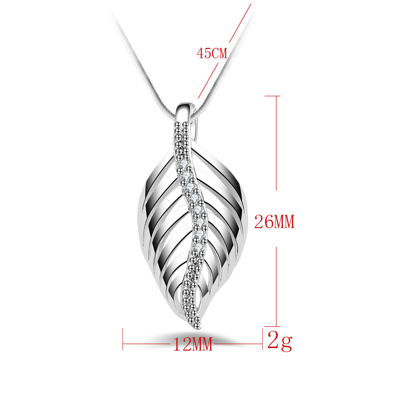 Free shipping fashion high quality 925 silver Female leaves with diamond jewelry 925 silver necklace Valentine's Day holiday gifts hot 1628