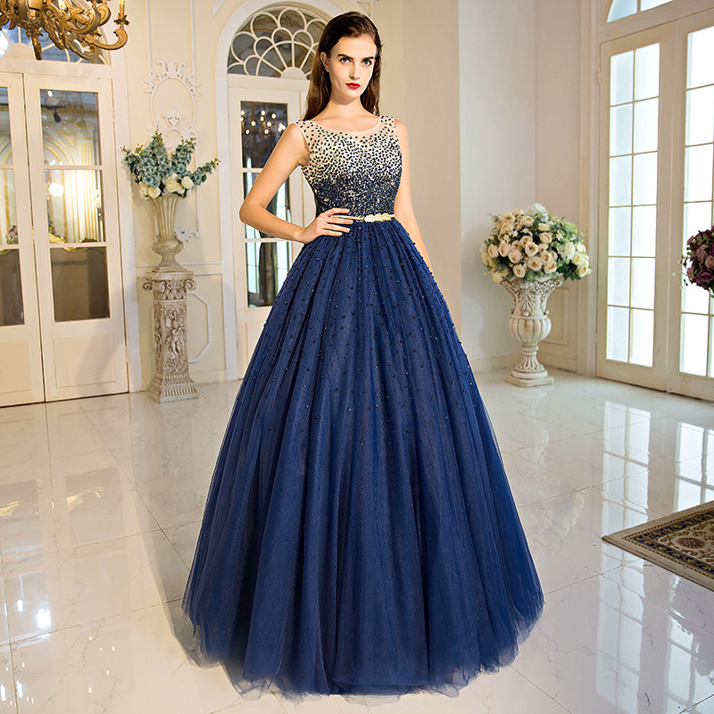 Glorious Navy Blue Ball Gown Prom Dress Major Beading Shining Sequins Quinceanera Dress Pageant Gowns Quinceanera Dresses