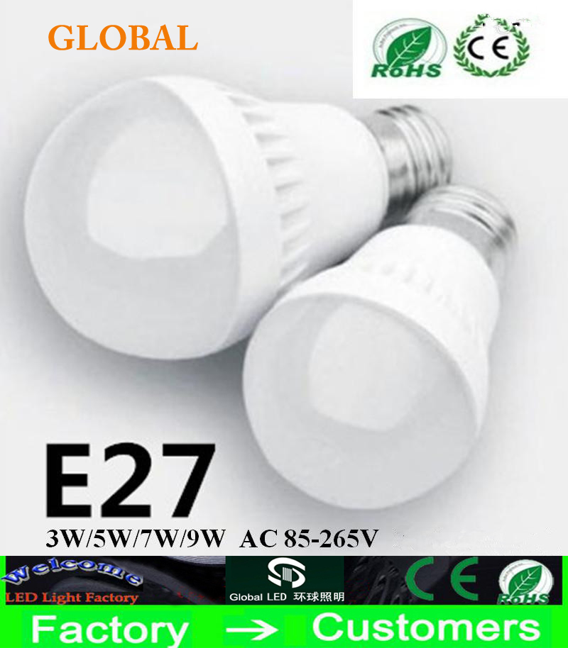 

3W 5W 7W 9W LED bulbs LED Globe Light Energy Saving Ac85-265V E27 Dimmable led lamp3 years warranty 5730 5630 led lights