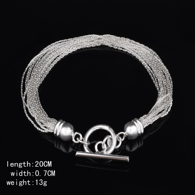 Free Shipping with tracking number Top Sale 925 Silver Bracelet Multi-line Bracelet Silver Jewelry 10Pcs/lot cheap 1576