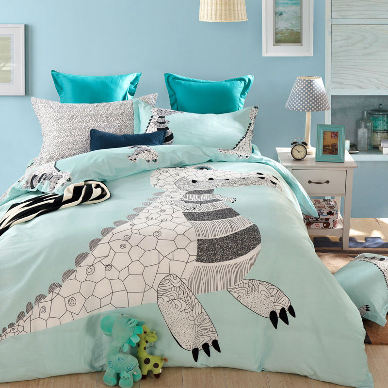 Wholesale Cute Crocodile Bedding Set Queen Size Bedcover Boys 4pc