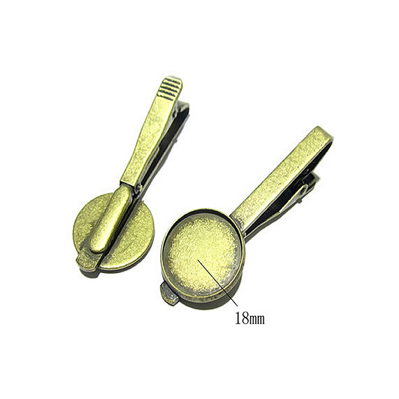 Beadsnice tie clip blank with 18mm round cabochon setting brass fashion jewelry tie clip parts for your jewellery making ID 23045