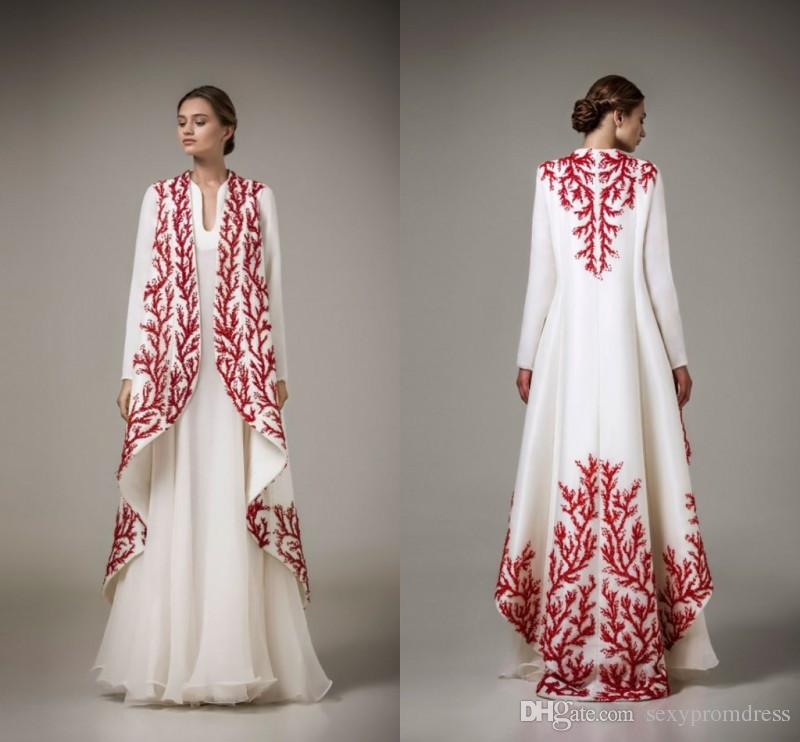Elegant White And Red Applique Evening Gowns Ashi Studio Long Sleeve A Line Prom Dresses Formal Wear Women Cape Party Dresses(only coat) от DHgate WW