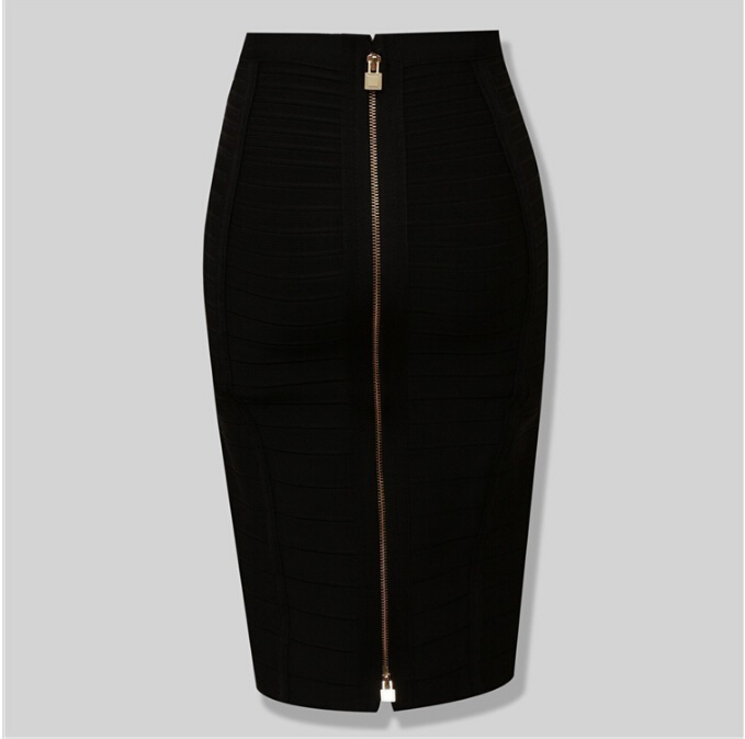 Wholesale- Nerw Sexy Fashion Red Black Bandage Pencil Skirt New Arrival Elastic Bodycon Skirts 54cm