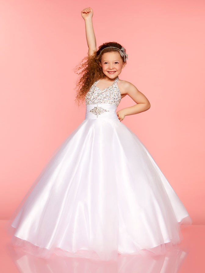 Bright Purple White Red Blue Tulle Halter Flower Girl Dresses Girls' Pageant Dresses Holidays Birthday Dresses Custom SZ 2-14 TF114060