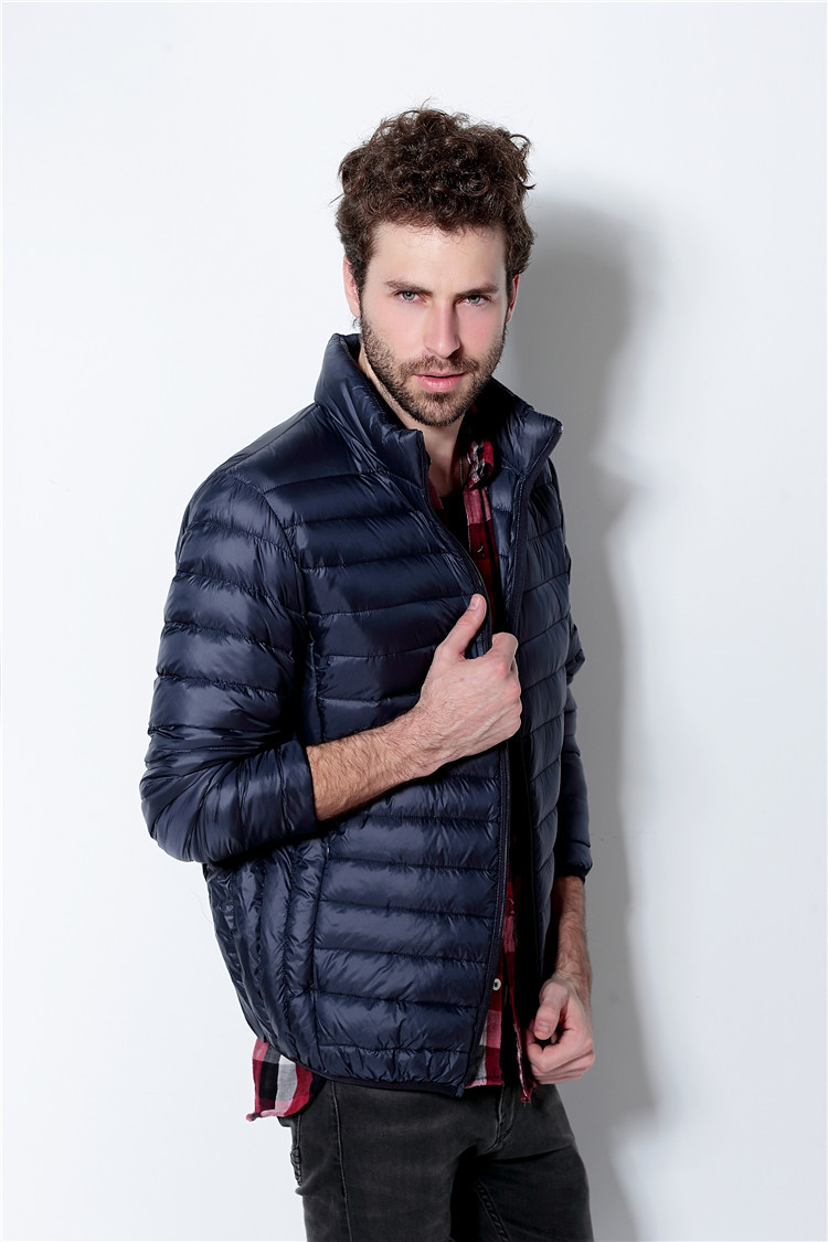 Fall- new design uniqlos stand collar men's fashion plus-size thin and short in down jacket coat Cotton-padded clothes solid dowm