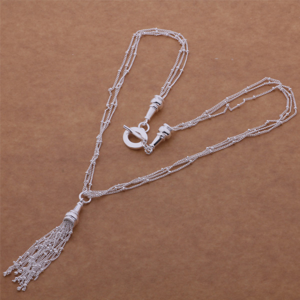 Free Shipping with tracking number Best Most Hot sell Women's Delicate Gift Jewelry 925 Silver 3 chain tassels Necklace