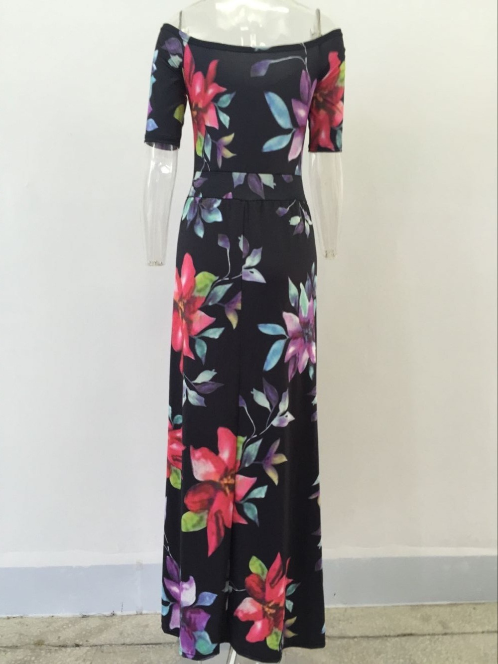 New fashion elegant 2017 slash neck maxi long dress sexy print dresses women sexy bodycon slim bandage dress S-XXXXXL S3074 q1118