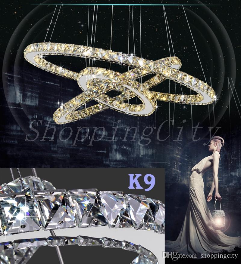 Modern LED Crystal Chandelier Ring Diamond K9 Pendant lamps lighting For Beach House Bedroom Lights Dining Room Lght